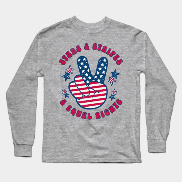 Stars & Stripes and Equal Rights USA Flag Long Sleeve T-Shirt by PUFFYP